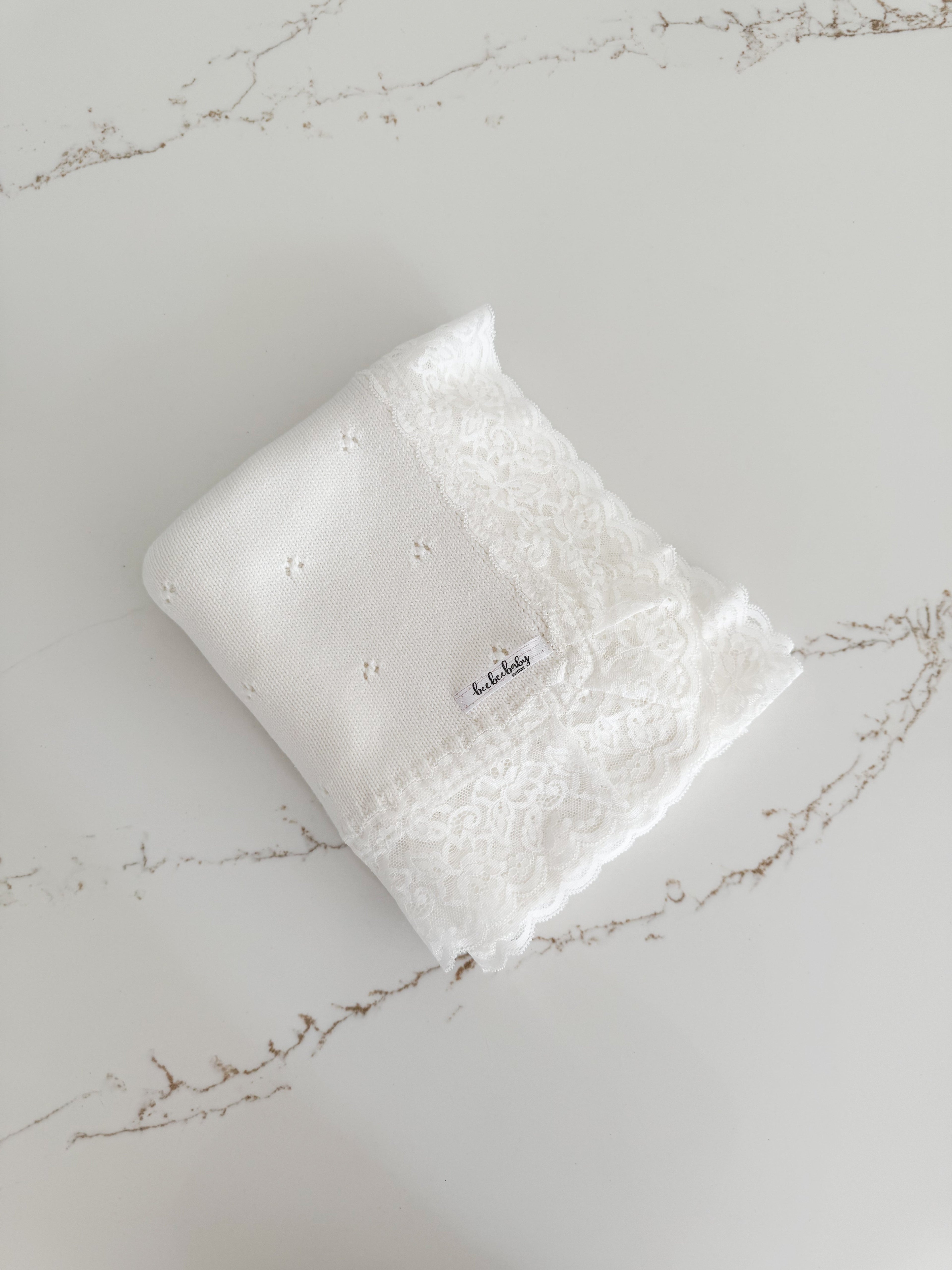 Hollow Out Knit Blanket - Pure White