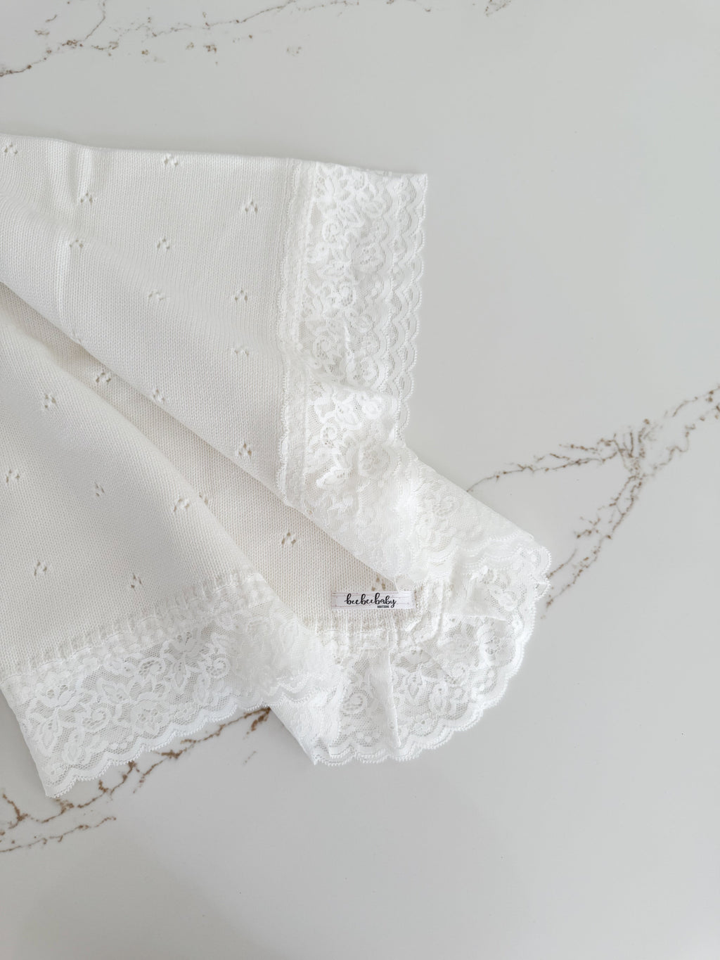 Hollow Out Knit Blanket - Pure White