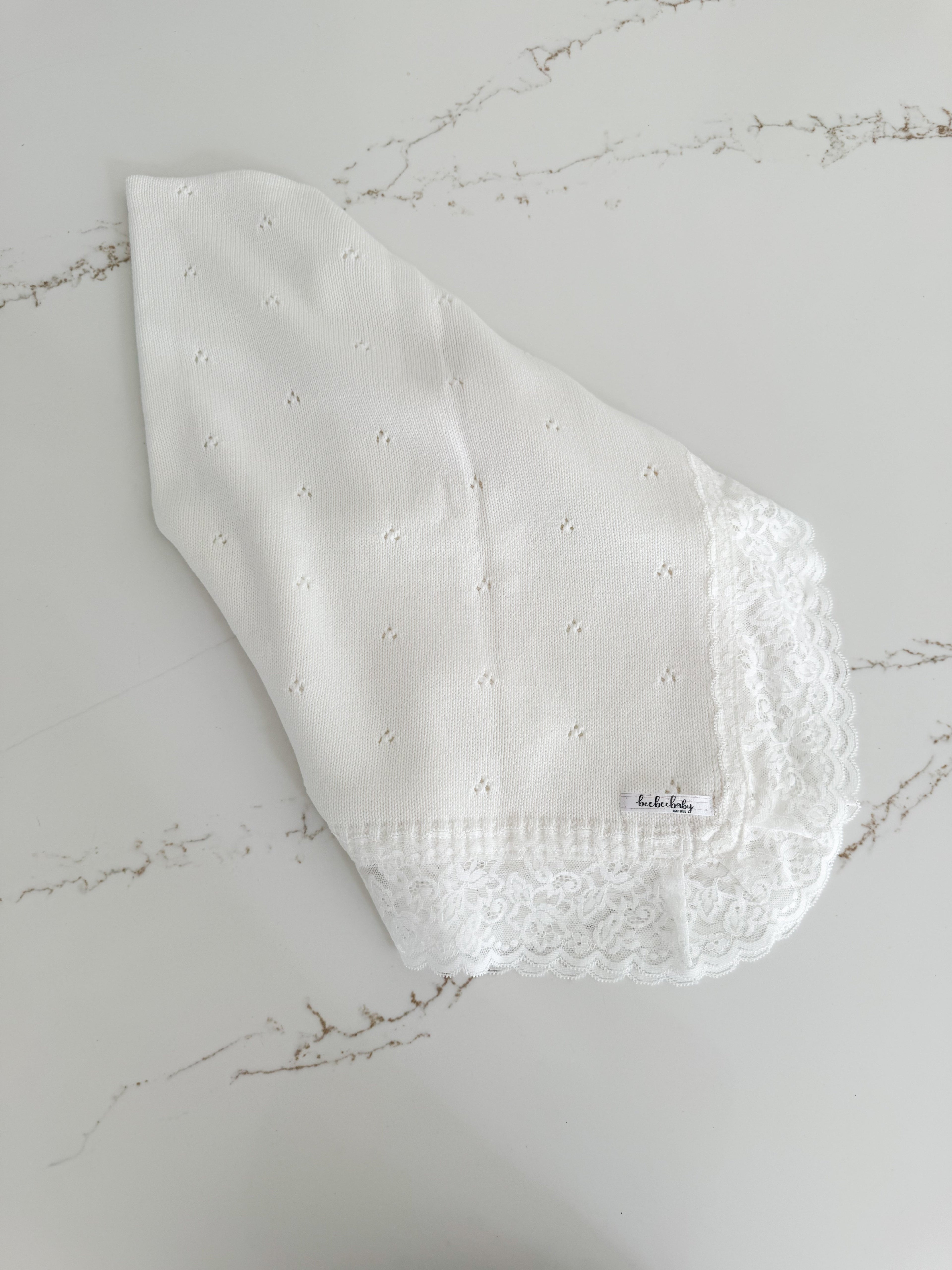 Hollow Out Knit Blanket - Pure White